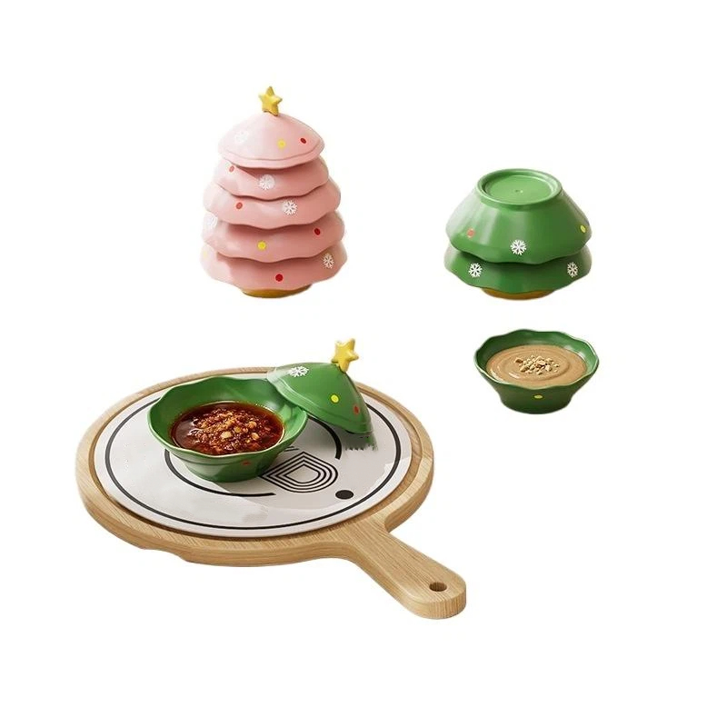 Home Cooking Recipes - クリスマスツリー型ディップソース皿 1個。クリエイティブで美しいデザインのテーブルウェア。ご家庭でのホリデーシーズンやパーティーでの前菜や軽食の提供に最適。