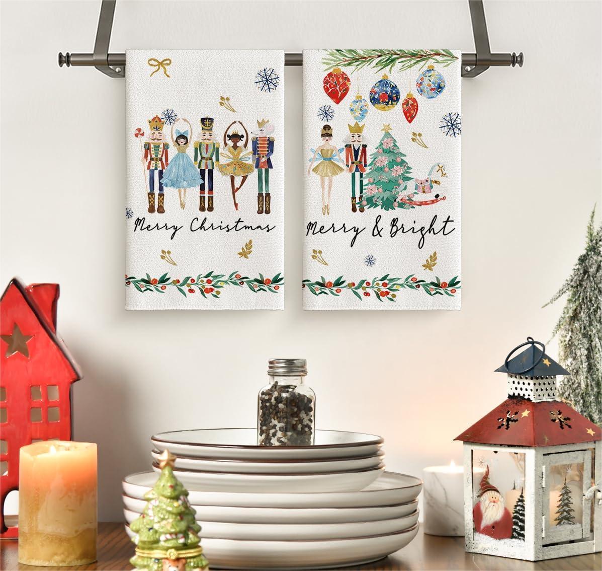 Home Cooking Cookbook - 2枚セット、手描きくるみ割り人形クリスマスキッチンタオル、40cm*60cmタオルセット、超吸収性ソフトクリーニングクロス、クッキング＆ベーキングティータオル、ティータオル、ハンドタオル、クリーニングクロス、ディッシュクロス、キッチン装飾、リビングルーム装飾、キッチン必需品、家庭必需品