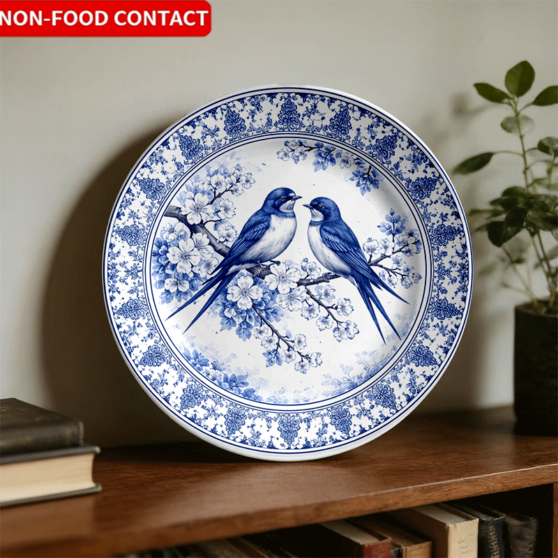 Home Cooking Recipes - 青と白の虹色の中国風花柄（ジャスミン）装飾プレート - ホームデコレーション、ホリデー用の丸いエレガントなサービングディッシュ