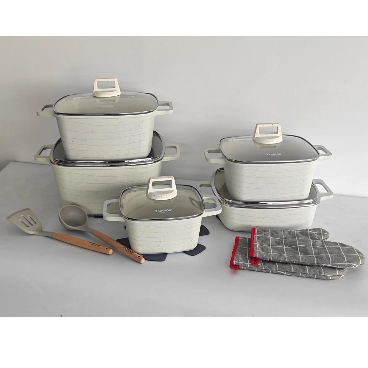 ドナー・スクエア環境に優しい花崗岩製ノンスティック調理器具セ - Home Cooking Gas のレビューと価格